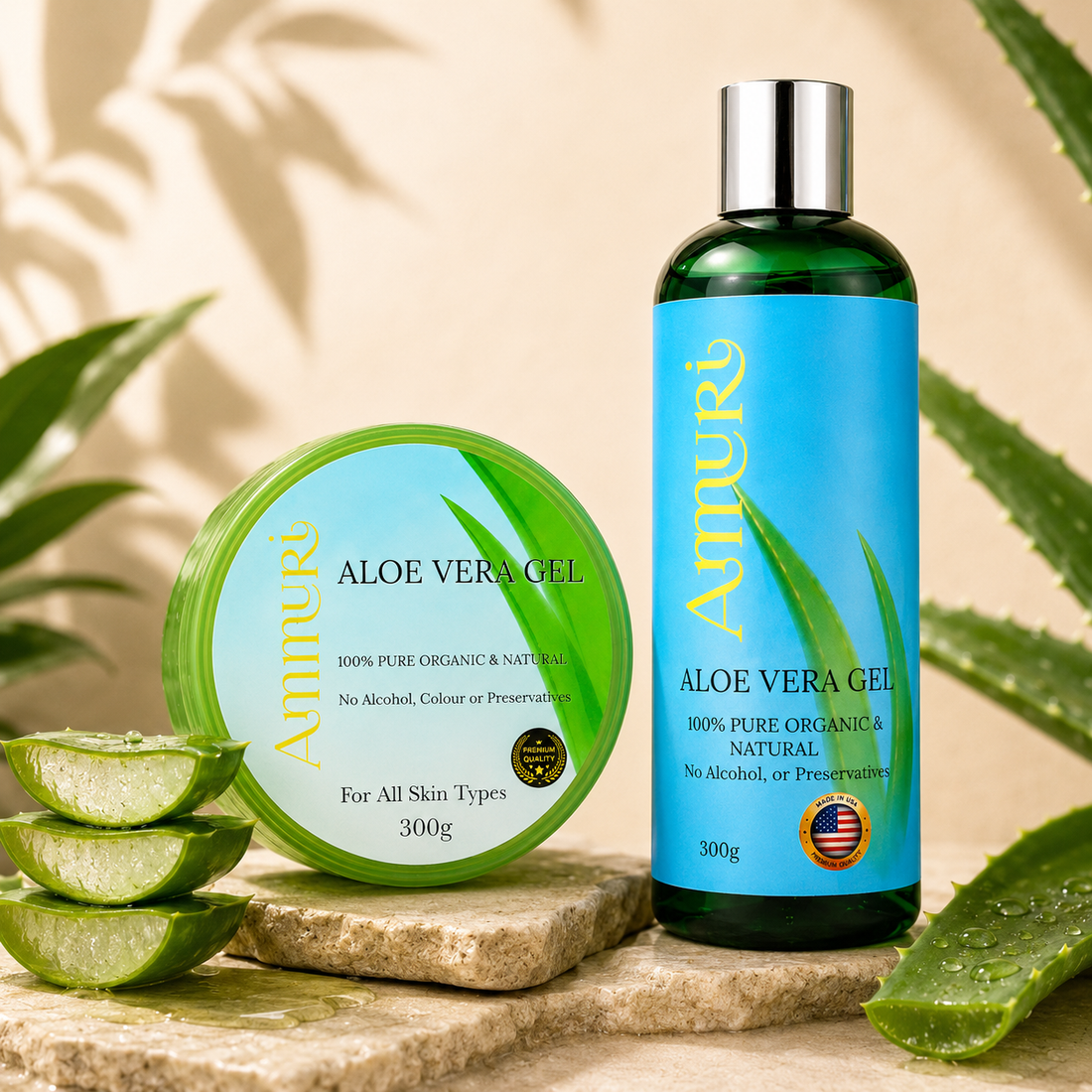 Ammuri Aloe Vera Gel set for face body hair and scalp