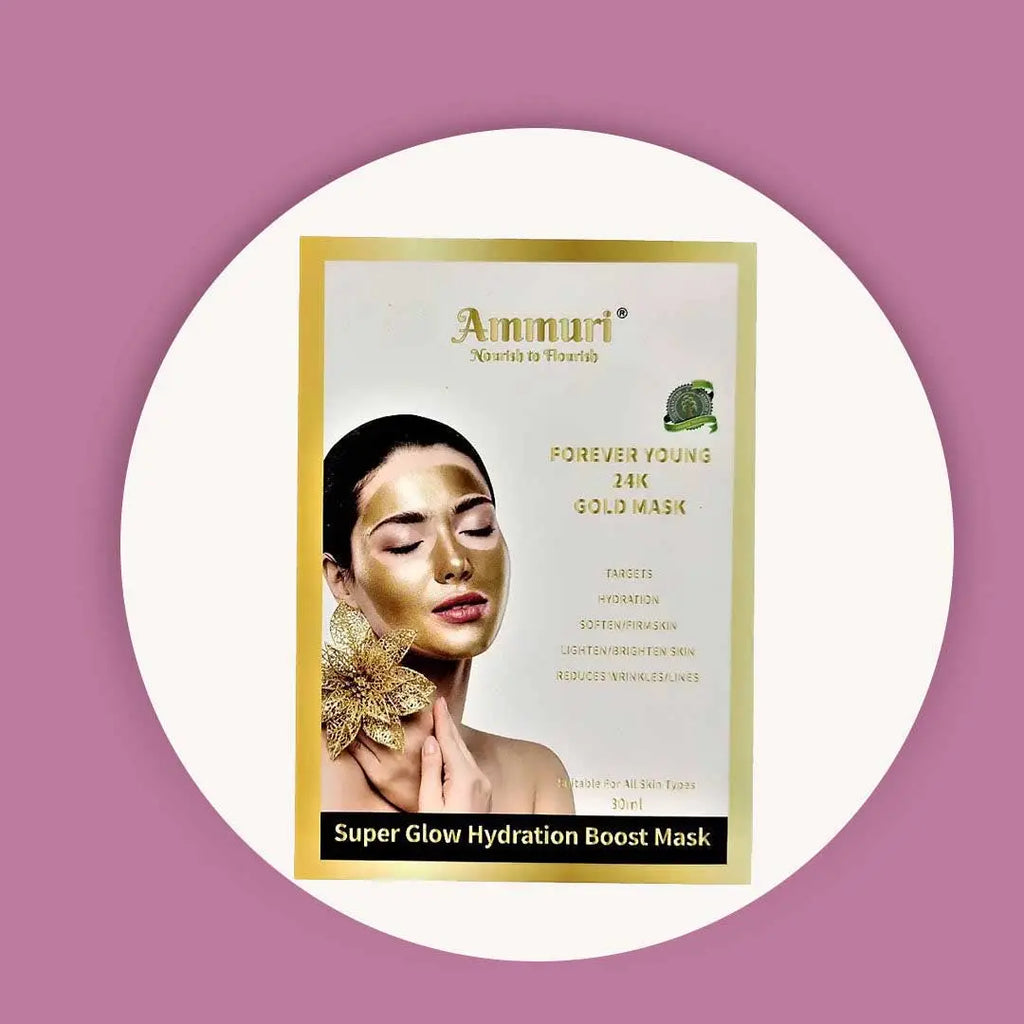 24K Gold Bio Collagen Crystal Face Mask + Eye Mask + Lip Mask, Anti ageing Skin Care (2pairs) Ammuri Skincare