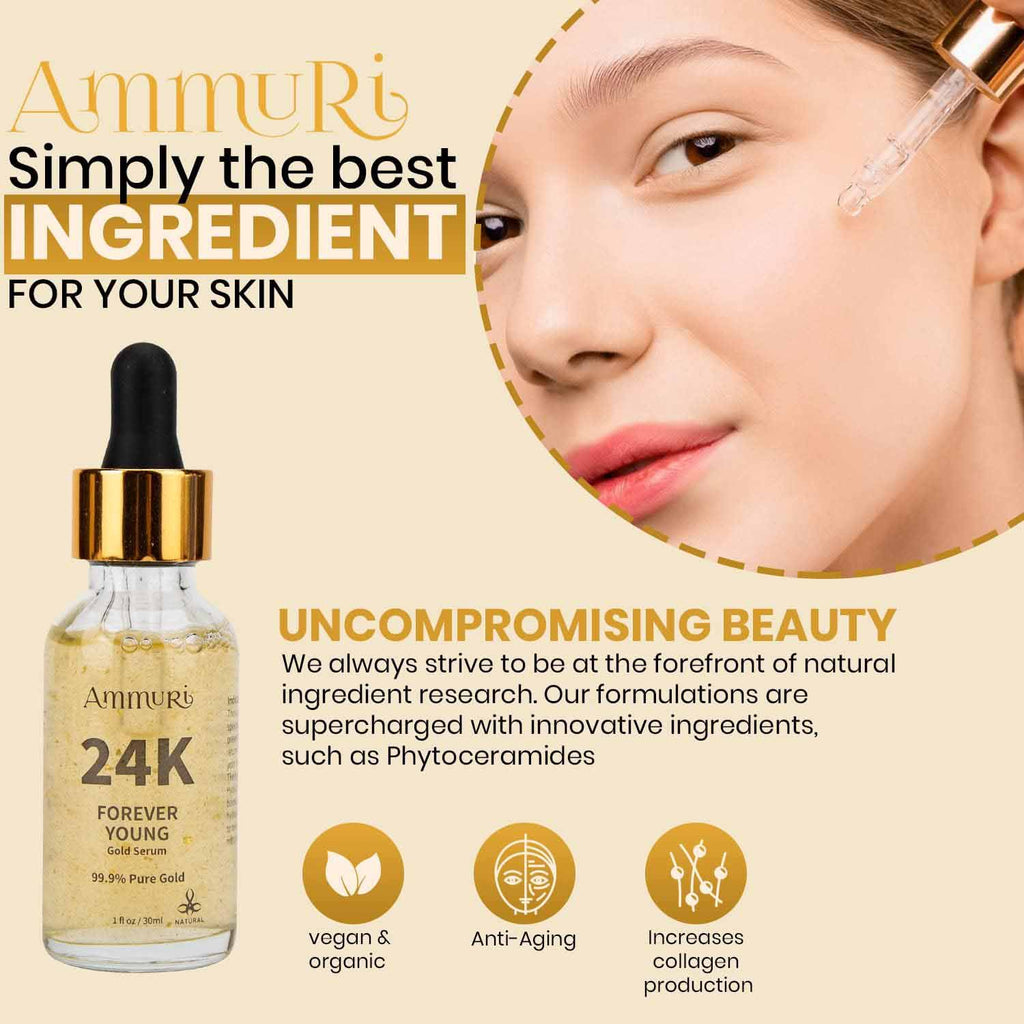 24K Gold Serum Anti-Ageing Anti-Wrinkle Formula Collagen Face Serum - Targets Pigmentation, Uneven Skin Tone Dark Circles