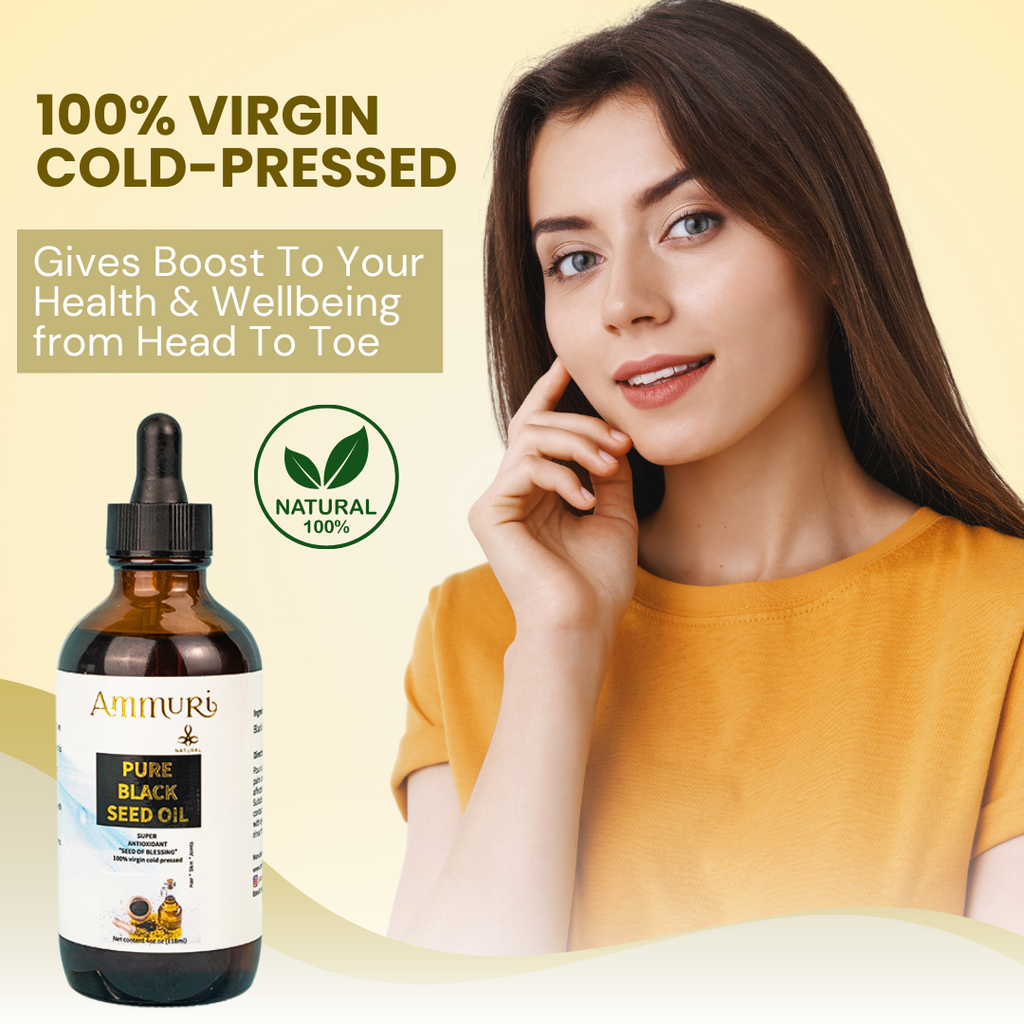 Pure Organic Black Seed Oil 100% Virgin cold pressed High Strength Seed Of Blessing - Ammuri Beauty