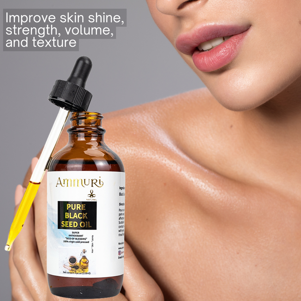 Pure Organic Black Seed Oil 100% Virgin cold pressed High Strength Seed Of Blessing - Ammuri Beauty