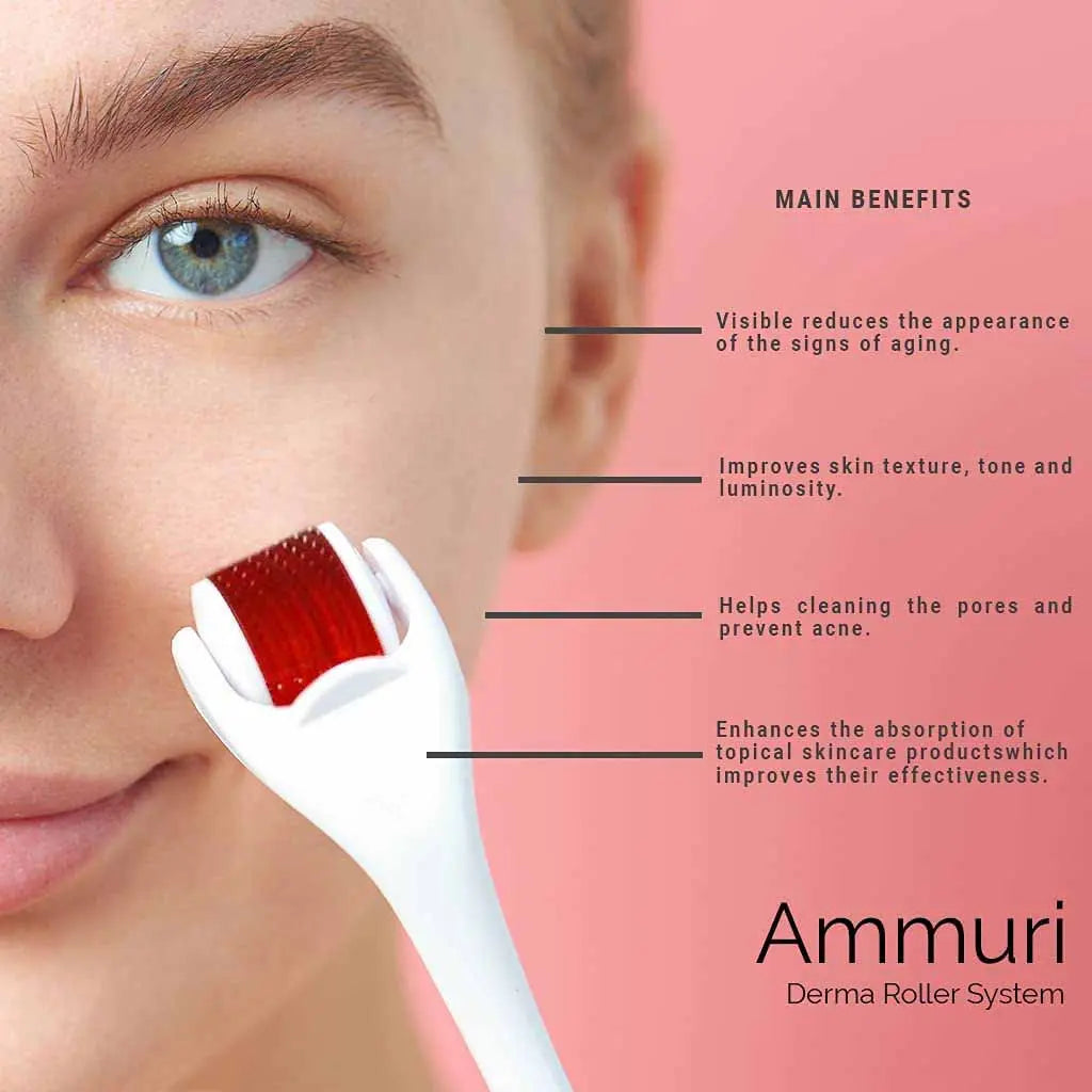Ammuri Derma Roller Micro Needle & SkinCare Regeneration Keep Your Skin Young and Radiant Anti Age Boost Collagen Roller for Home Use - Ammuri Beauty