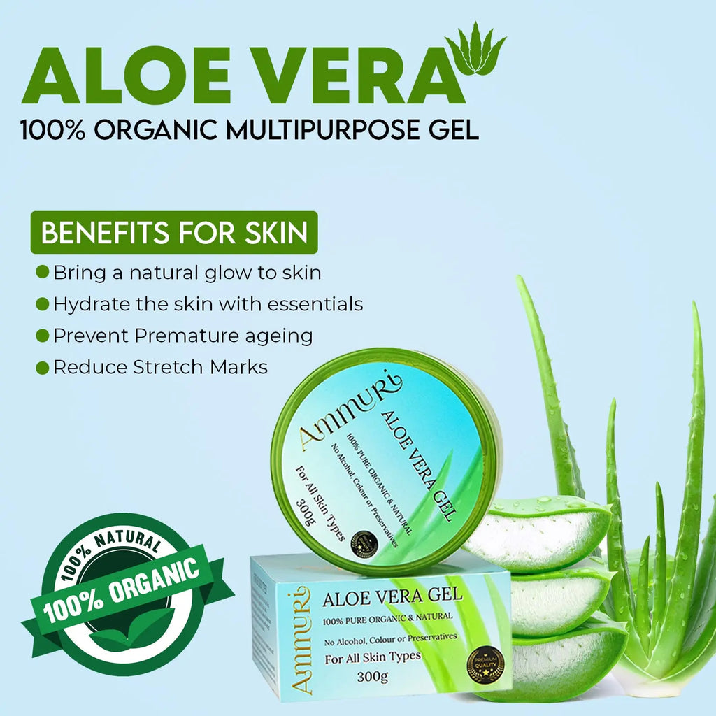 Ammuri Organic Aloe Vera Gel - 100% Pure Certified, 10.12 oz (300g) Ammuri Skincare