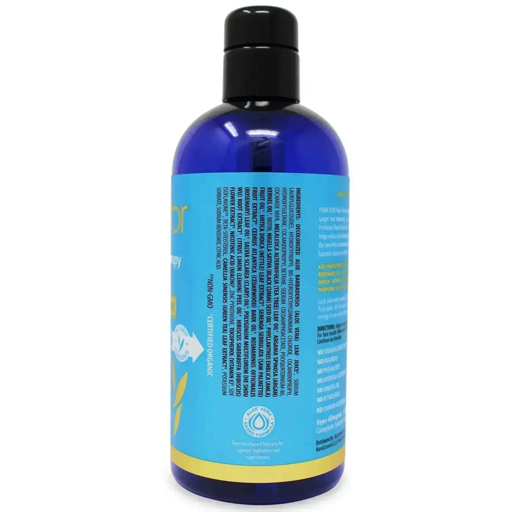 Pura D'or hair repair set shampoo bottle featuring nutrient-rich formula for revitalizing damaged hair