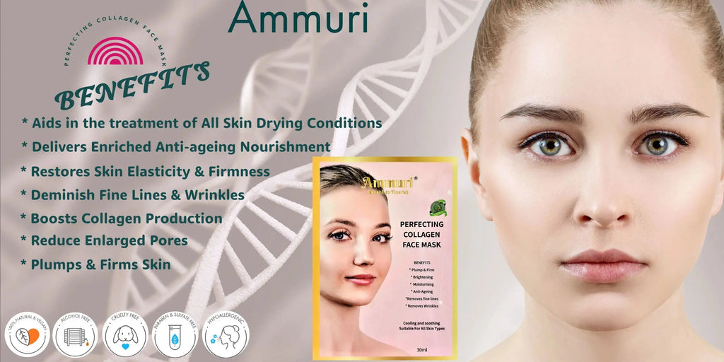 Collagen Hydrogel Face Mask, For Younger Looking Skin, Reveals a Radiant Complexion Anti Age Anti Wrinkle Skin Perfecting Mask - Ammuri Beauty