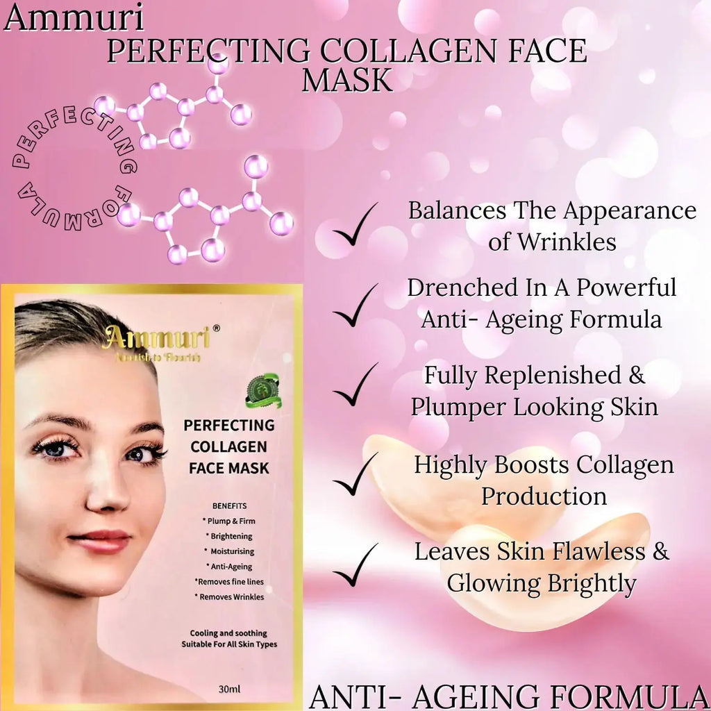 Collagen Hydrogel Face Mask, For Younger Looking Skin, Reveals a Radiant Complexion Anti Age Anti Wrinkle Skin Perfecting Mask - Ammuri Beauty