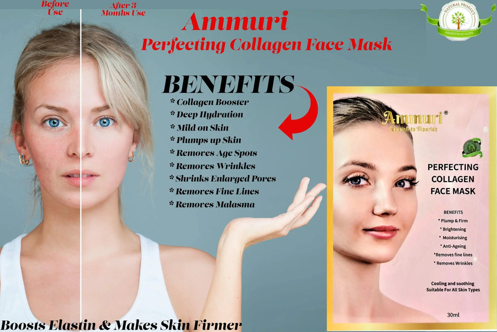 Collagen Hydrogel Face Mask, For Younger Looking Skin, Reveals a Radiant Complexion Anti Age Anti Wrinkle Skin Perfecting Mask - Ammuri Beauty