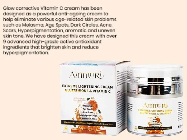 Extreme Whitening Moisturizer with Vitamin C Cream+ B5 Glutathione - Ammuri Beauty