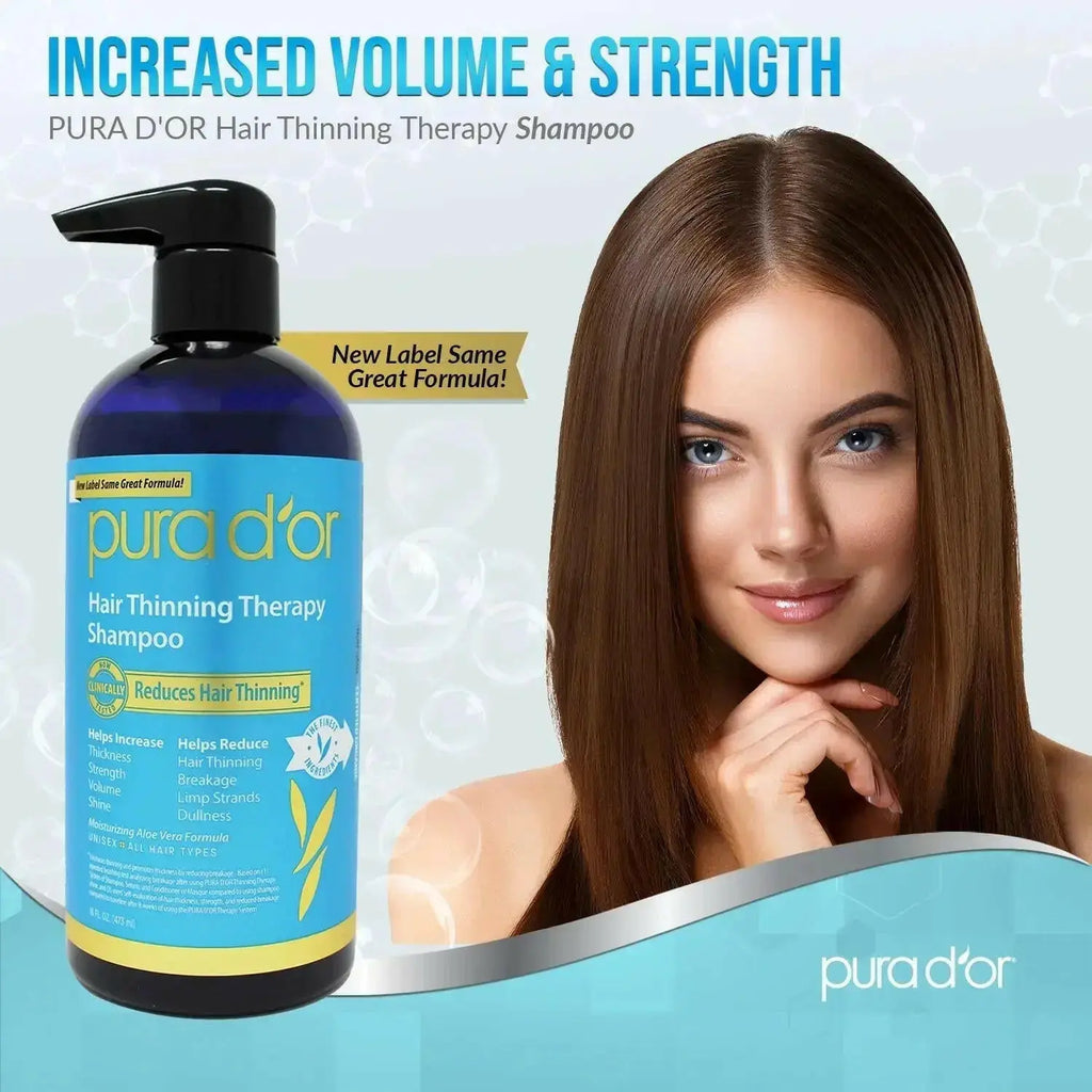 PURA D’OR Hair Thinning Therapy Shampoo: The Ultimate Solution for Thicker, Healthier Hair.