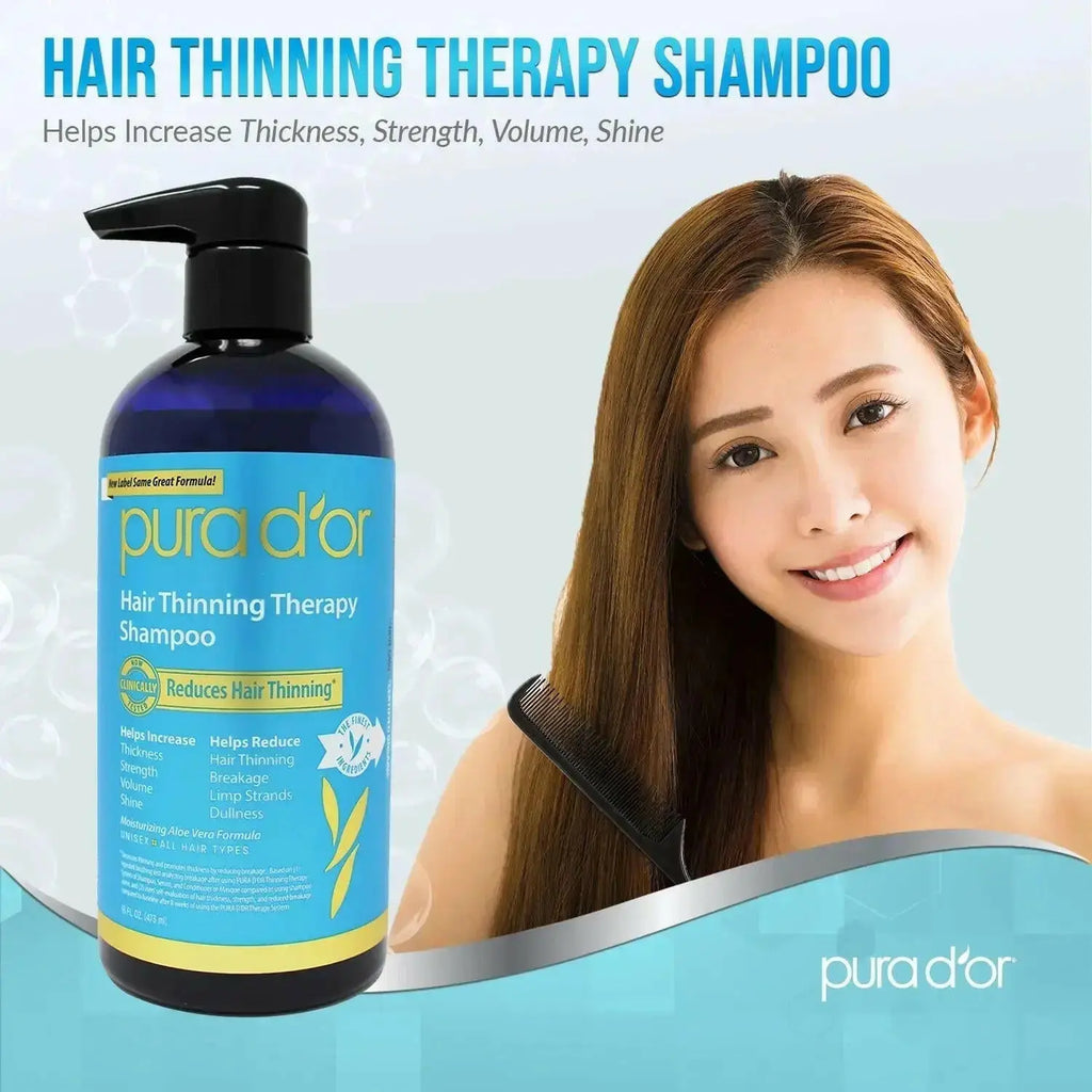 PURA D’OR Hair Thinning Therapy Shampoo: The Ultimate Solution for Thicker, Healthier Hair.