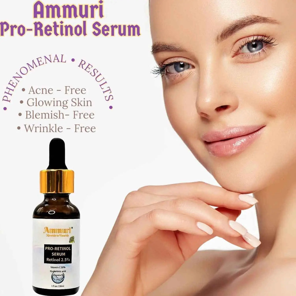 Pro-Retinol Serum - Premium 2.5% Retinol, Vegan Hyaluronic Acid & Jojoba Oil - Ammuri Beauty