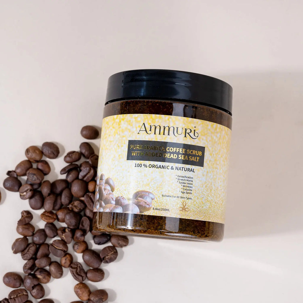 Pure Arabica Coffee Scrub Added Dead Sea Salt 100 % Organic & Natural Ammuri Skincare