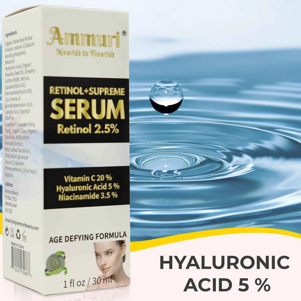 Retinol Supreme 2.5% Serum with Vitamin Hyaluronic Acid & Niacinamide - Ammuri Beauty