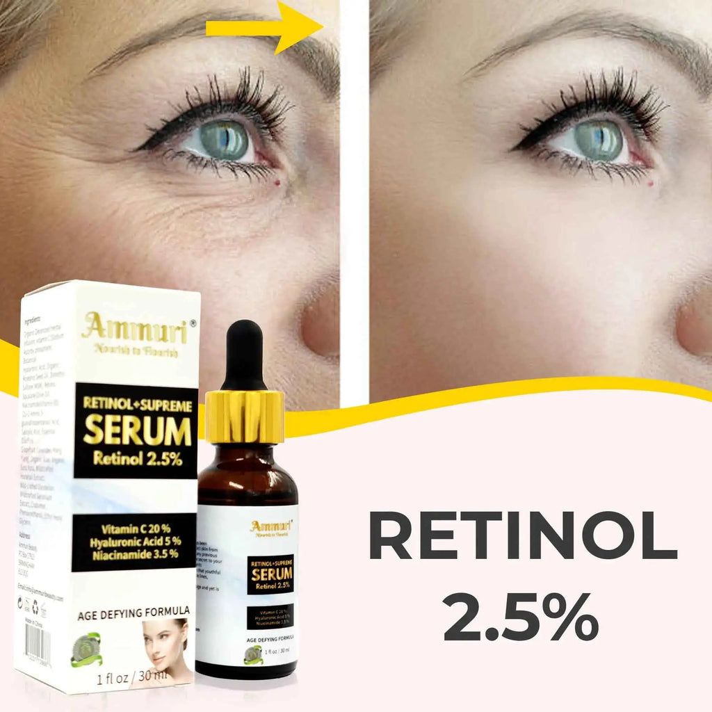 Retinol Supreme 2.5% Serum with Vitamin Hyaluronic Acid & Niacinamide - Ammuri Beauty