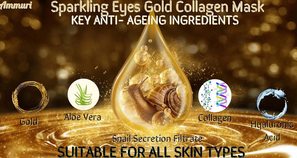 Under Eye Patches - 24K Gold Under Eye Mask for Puffy Eyes, Dark Circles, Eye Bags, Wrinkles - Ammuri Beauty