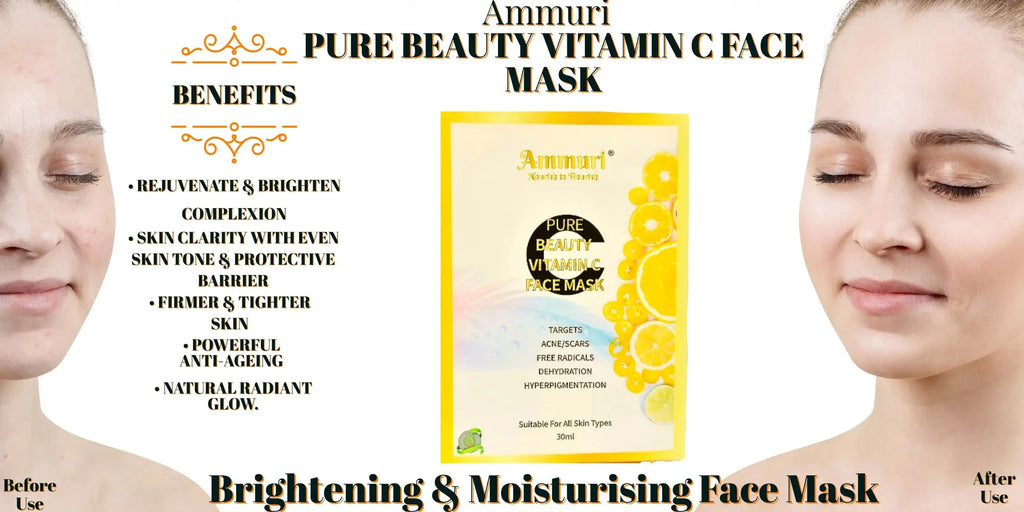 Vitamin C Silk Face Mask Sheets Hyaluronic acid Antioxidant Anti Age Anti Wrinkle - Ammuri Beauty