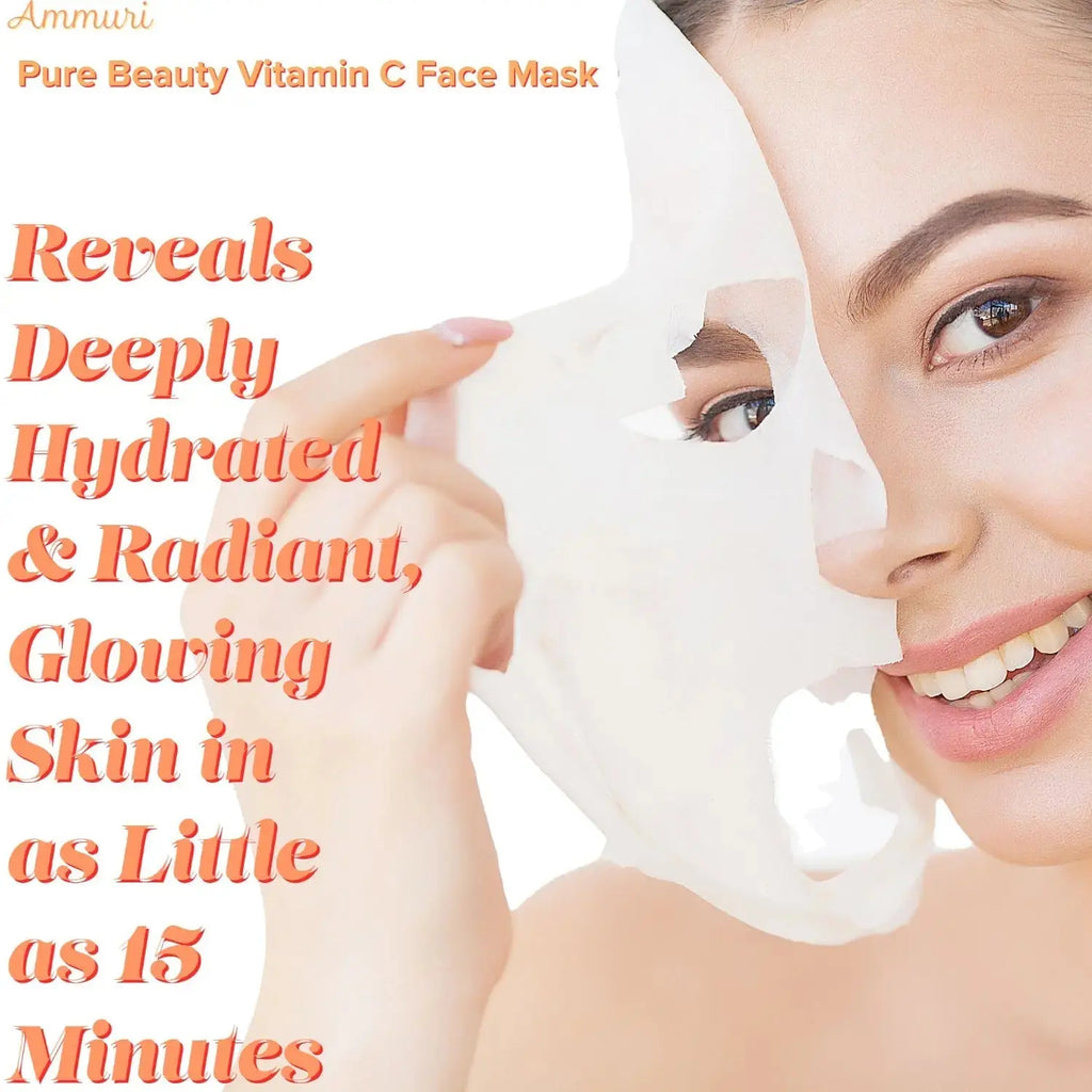 Vitamin C Silk Face Mask Sheets Hyaluronic acid Antioxidant Anti Age Anti Wrinkle - Ammuri Beauty