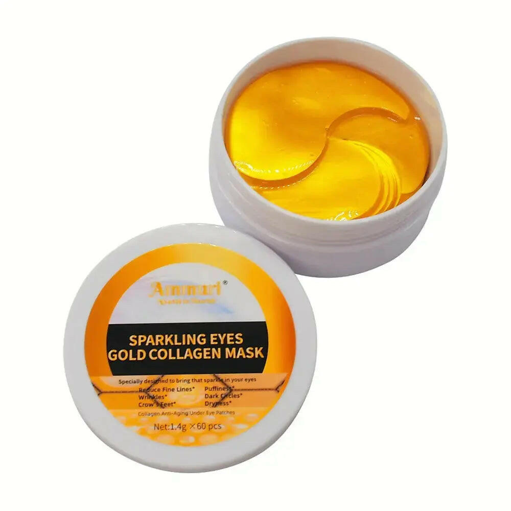 Ammuri Skincare 24K gold under eye patches in a tub with collagen mask for reducing dark circles