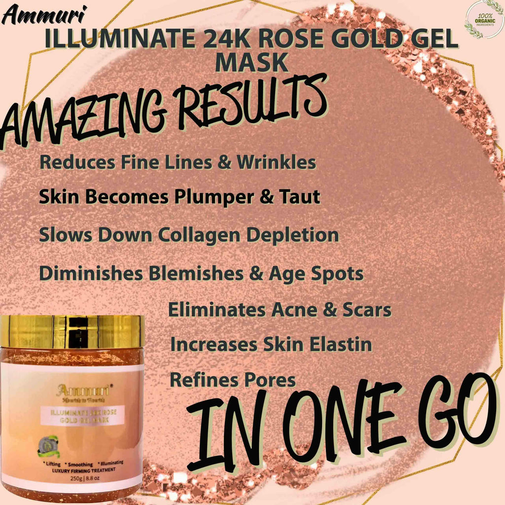 ILLUMINATE 24K rose gold peel off mask by Ammuri Skincare for reducing fine lines and rejuvenating skin