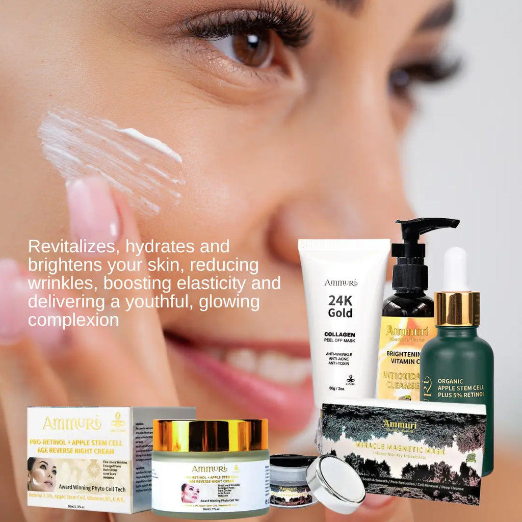Ammuri Skincare Advanced Repair Anti-Acne Package featuring various products for youthful, glowing skin