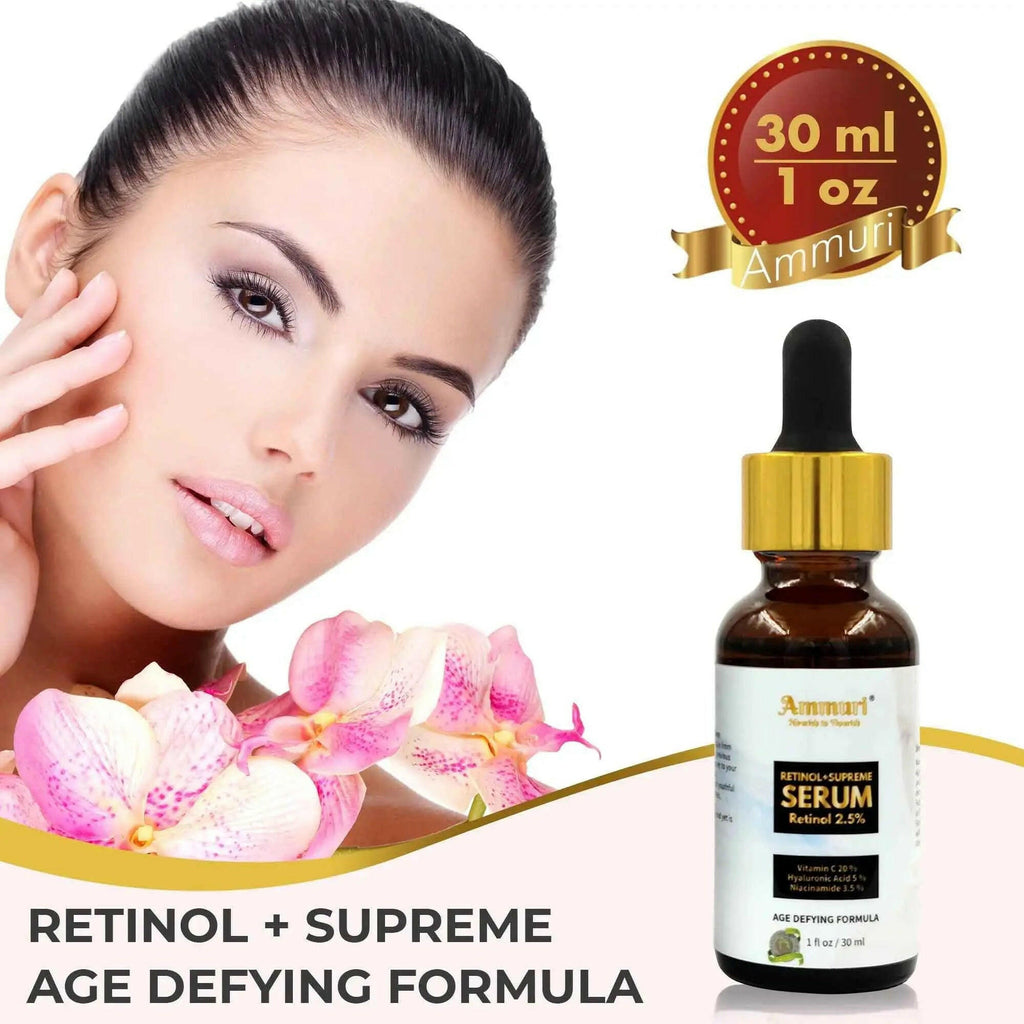Ammuri Skincare Advanced Retinol Anti-Wrinkle Treatment in a 30 ml bottle with floral accents