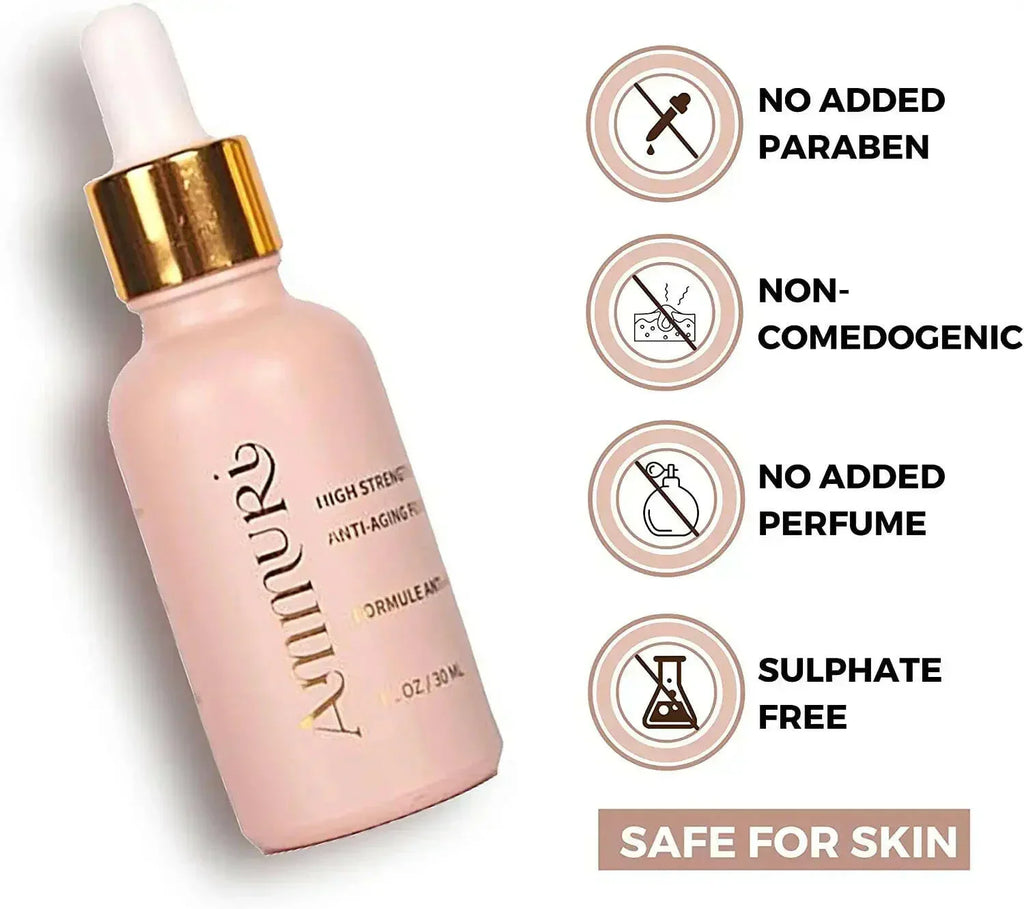 Ammuri Skincare Retinol Serum 3.5% in pink bottle for anti-aging with no added parabens or sulfates