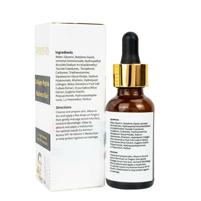 Ammuri Skincare collagen peptide serum in amber dropper bottle for anti-ageing skincare routine