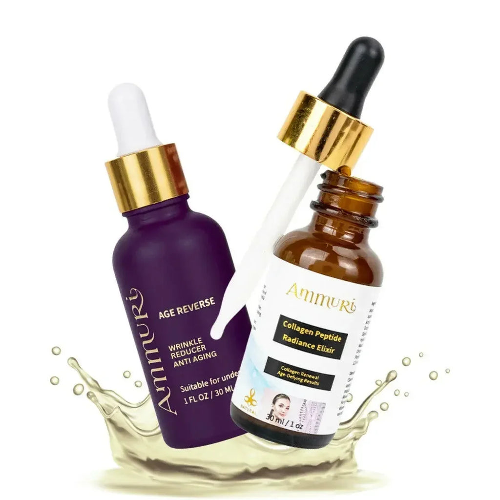 Ammuri Beauty collagen peptide skincare set featuring anti-aging elixirs for youthful skin