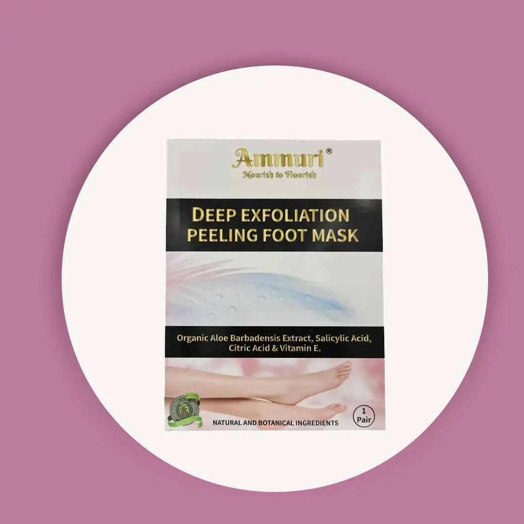 Ammuri Skincare Deep Exfoliation Peeling Foot Mask with organic ingredients for soft and smooth feet
