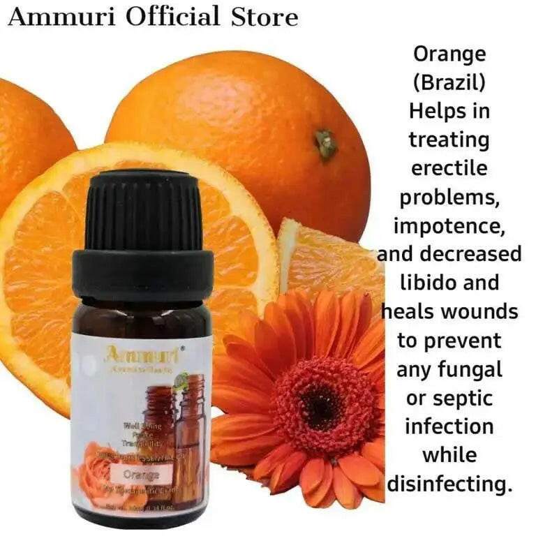Ammuri Skincare essential oils gift set featuring orange essential oil and fresh orange slices for healing and disinfection