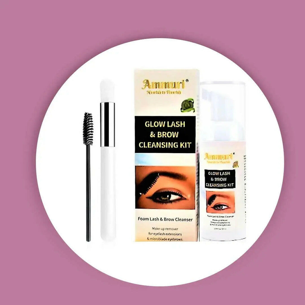 Ammuri Skincare Eyelash Extension Shampoo Kit with Foam Cleanser and Application Brush for Lash Care
