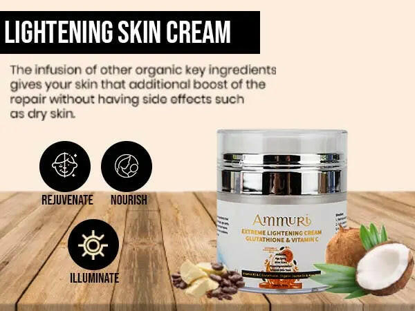 Ammuri Skincare Glutathione skin brightening cream for rejuvenation and nourishment with organic ingredients