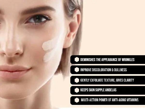 Ammuri Skincare Glutathione skin brightening cream applied to a model's face for clear, youthful skin