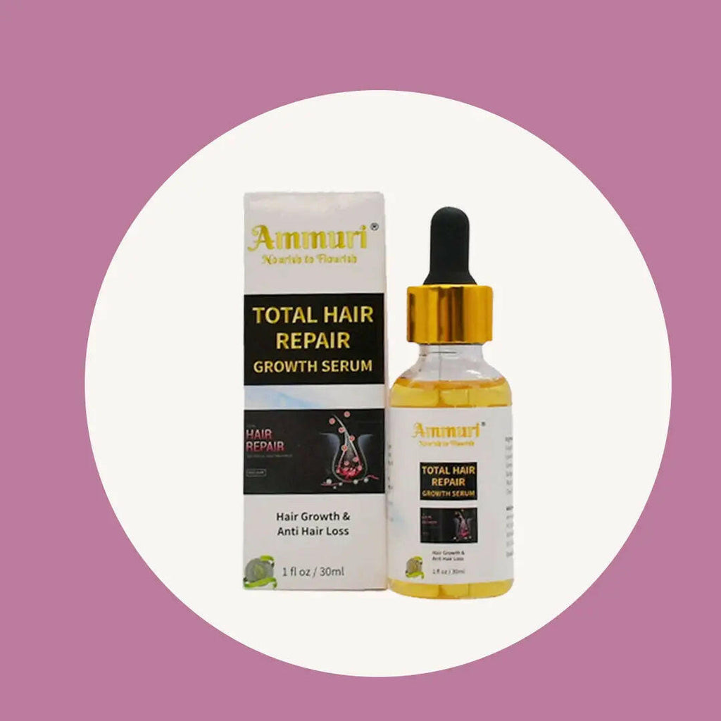 Ammuri Skincare Hair Growth Serum for hair loss solution with Total Hair Repair formula in a 1 oz bottle