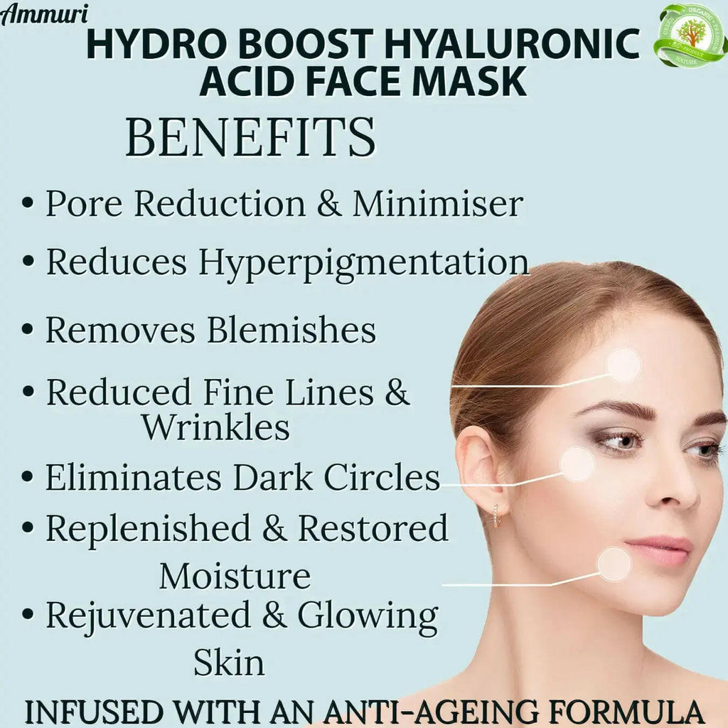 AMMURI Hydroboost anti-aging serum showcasing benefits like pore reduction and reduced fine lines