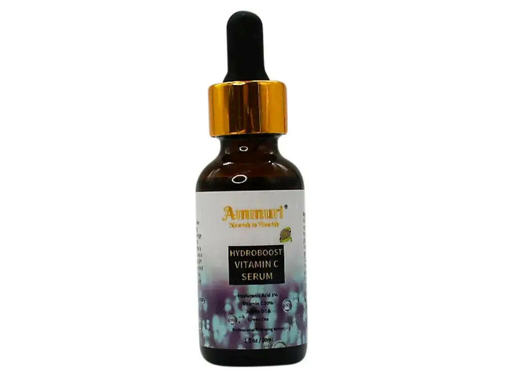 Ammuri Hydroboost Anti-Aging Serum in a glass dropper bottle for hydrated, youthful skin