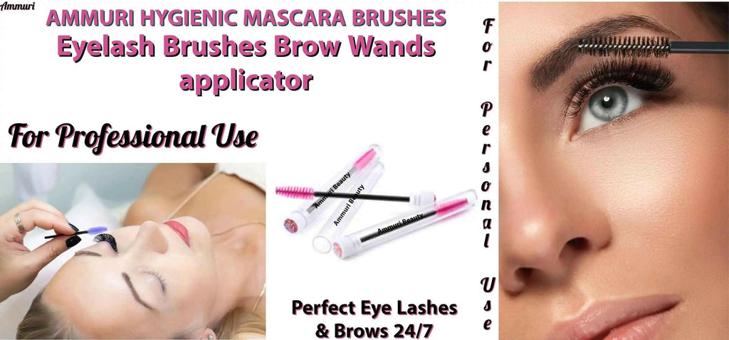 Ammuri hygienic mascara brushes for eyelash and brow application, perfect for personal and professional use.