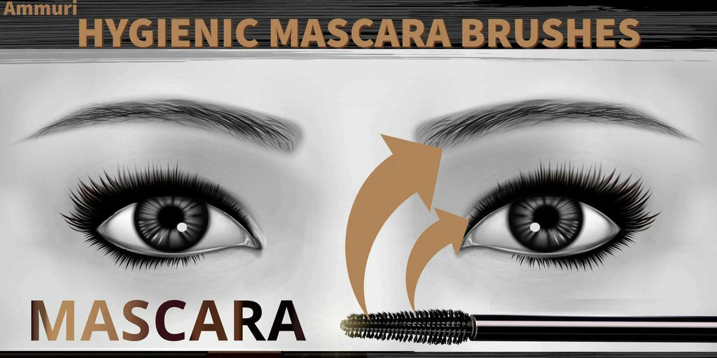 Ammuri hygienic mascara brushes for applying mascara and grooming brows with precision.