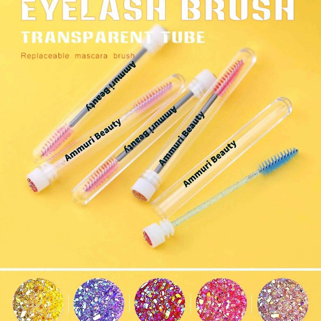 Ammuri Skincare hygienic mascara brushes set in transparent tubes for easy application and storage