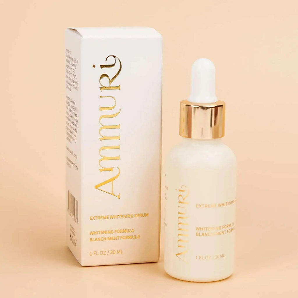 Ammuri Kojic Acid Whitening Serum in a 1 fl oz bottle with a dropper for skin brightening treatment