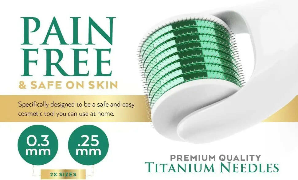 Ammuri Skincare micro needle derma roller system with premium titanium needles for pain-free home use