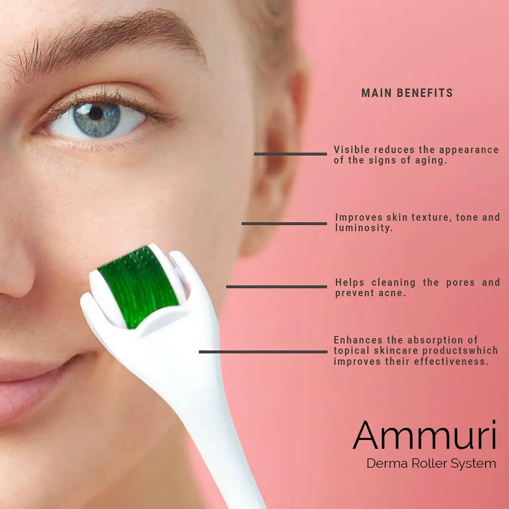 Ammuri Skincare micro needle derma roller system for improving skin texture and reducing aging signs