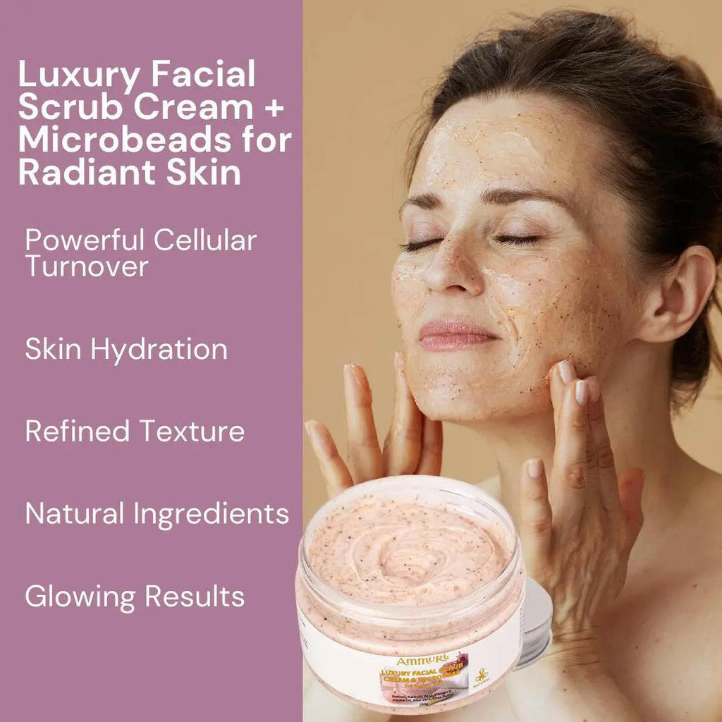 Ammuri Skincare Retinol Facial Scrub with microbeads for skin hydration and glowing results