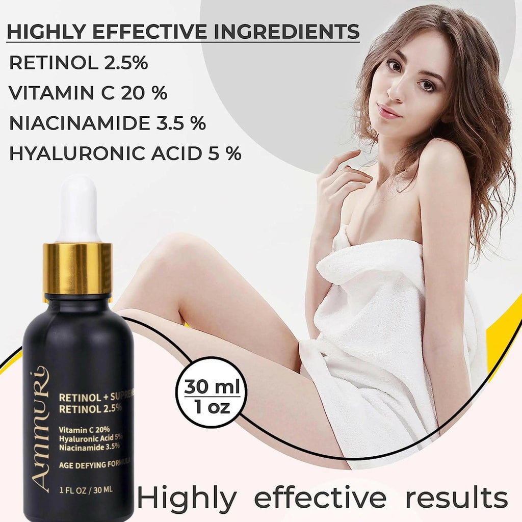 Ammuri Skincare Retinol Serum for anti-aging with Vitamin C, Niacinamide, and Hyaluronic Acid