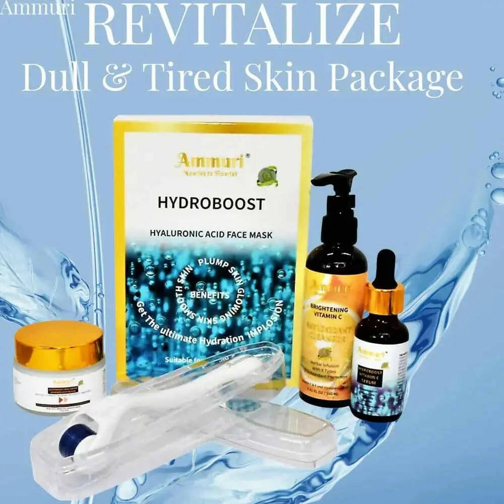 Ammuri Revitalize Dull Skin Package featuring Hyaluronic Acid Face Mask and Brightening Vitamin C Serum