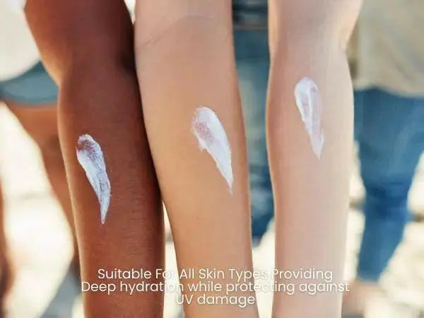 Ammuri Vitamin C Moisturiser SPF 50 anti-aging moisturizer shown on diverse skin tones, offering hydration and UV protection