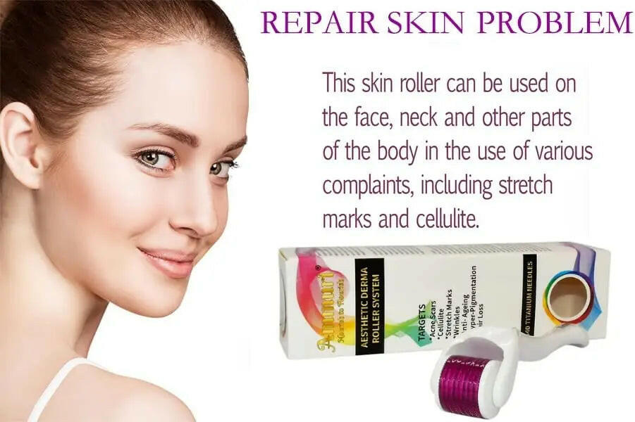 Ammuri Skincare Aesthetic Derma Roller System featuring a titanium derma roller for skin repair and rejuvenation