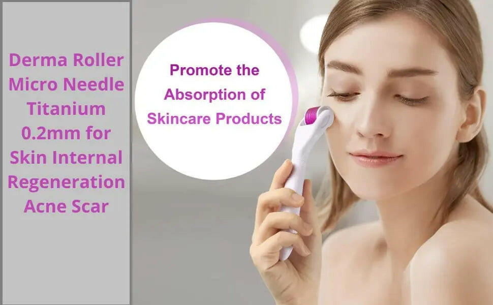 Ammuri Skincare titanium derma roller system with 0.2mm micro needles for skin regeneration and acne scar treatment