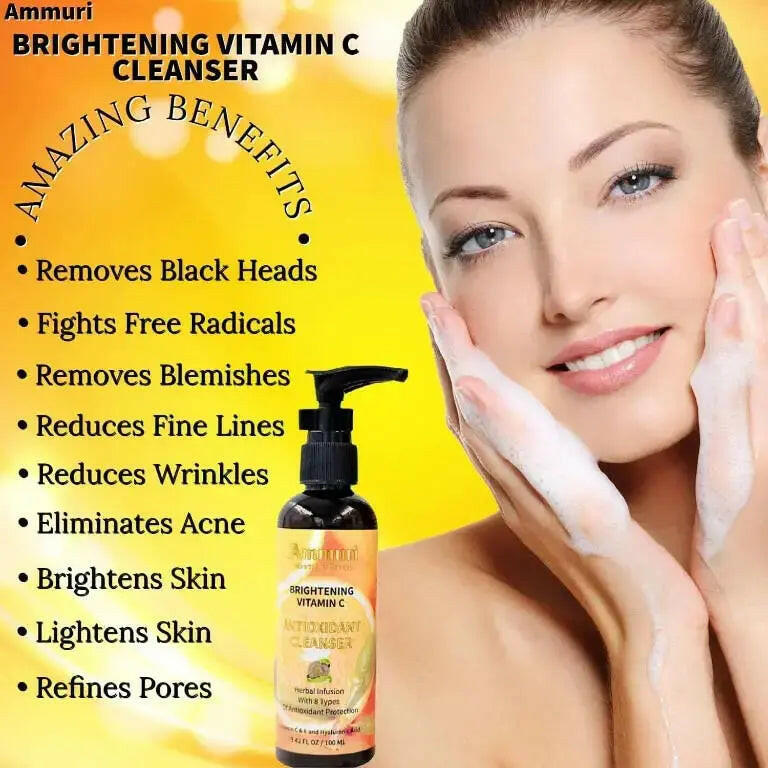 Ammuri Skincare Vitamin C facial cleanser with benefits for brightening skin and reducing fine lines