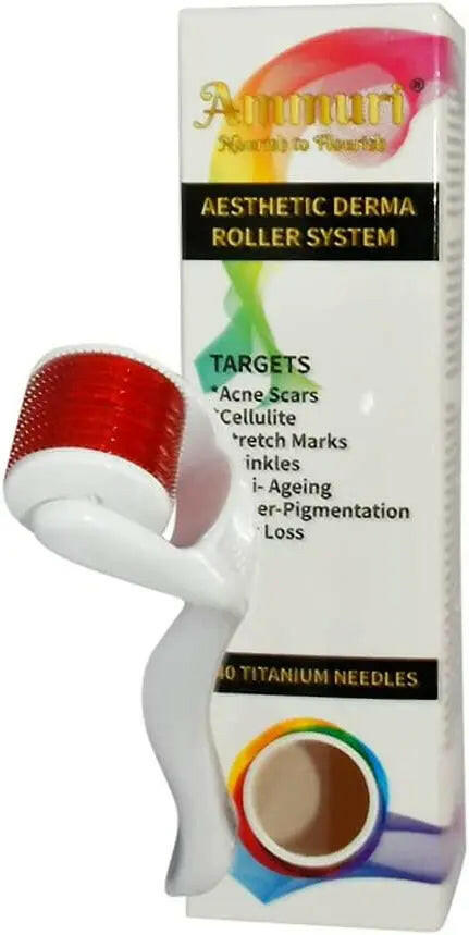Ammuri Beauty Aesthetic Derma Roller Skincare with 10 Titanium Needles for Acne Scars and Wrinkles